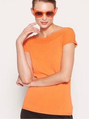 European brand- Women's Short-Sleeve Knit Top in Orange